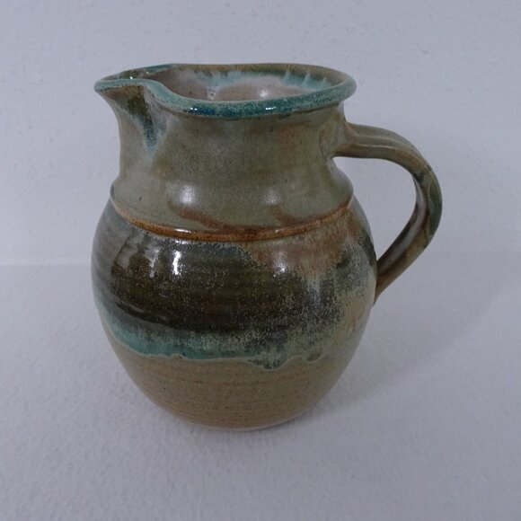 Vintage Pottery Pitcher Handmade Signed Hartman 7.5" Tall Artisan Studio Glazed - Picture 4 of 12